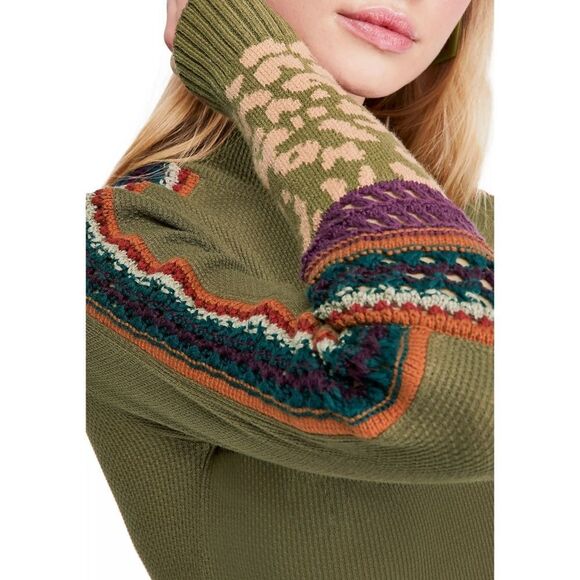 New! FREE PEOPLE Switch It Up Thermal Top Stretchy Color Army Green Size XS - Picture 3 of 4